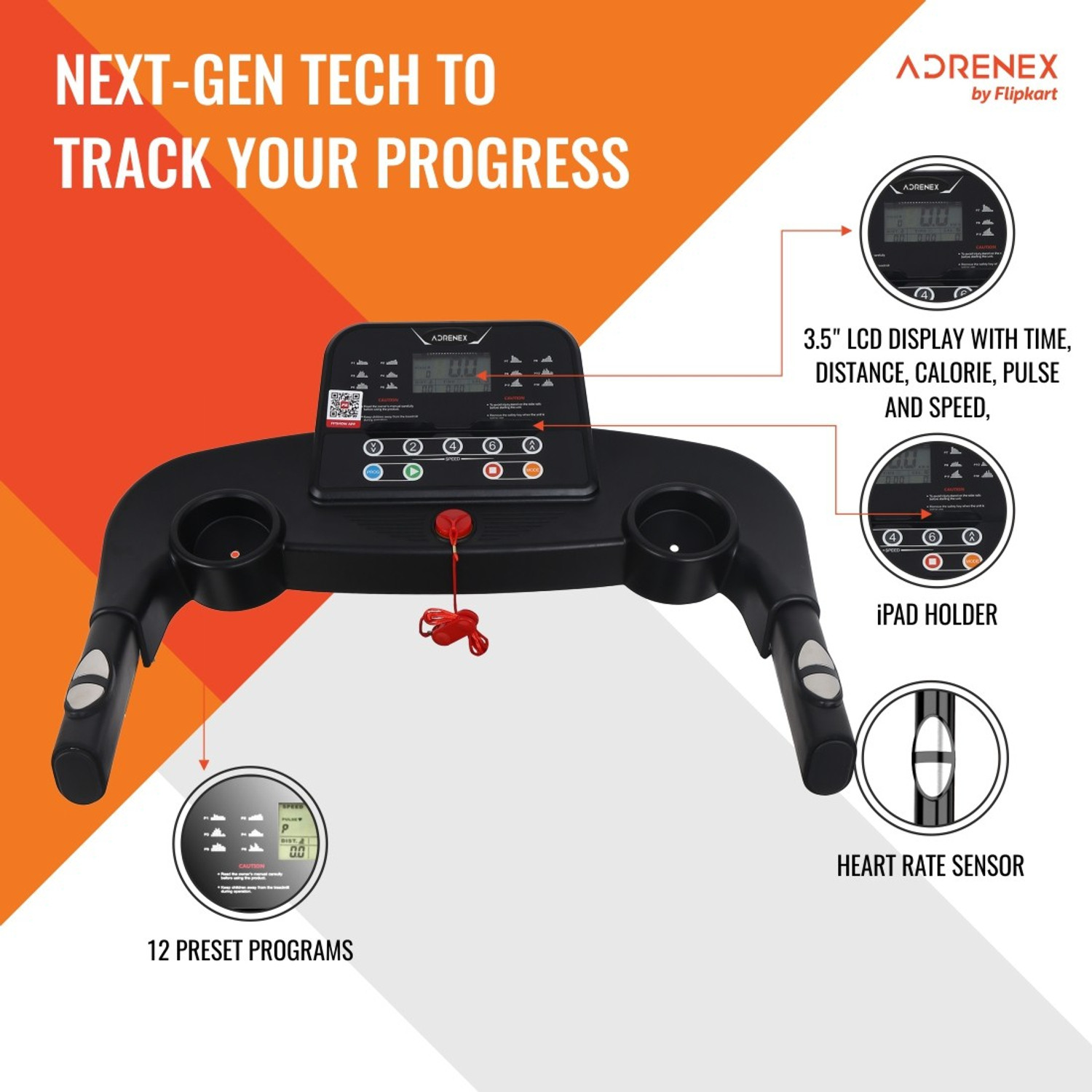 Image of Adrenex by Flipkart Majesty S1 Treadmill with Massager,2HP Peak Multipurpose Motorized Treadmill for Home Gym Running Exercise Treadmill (Max Weight:100 kg)