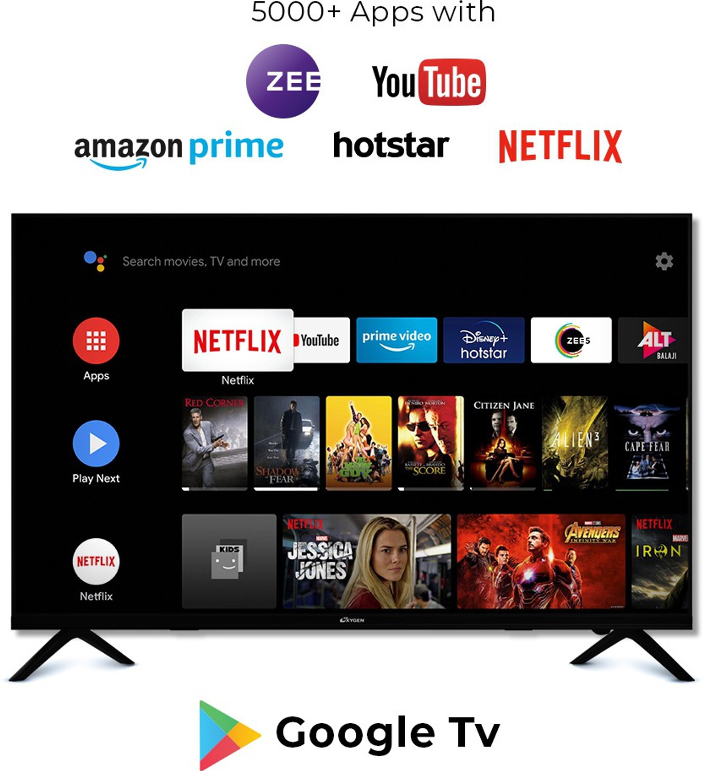 Image of Oxygen A2 108 cm (43 inch) Ultra HD (4K) LED Smart Android TV