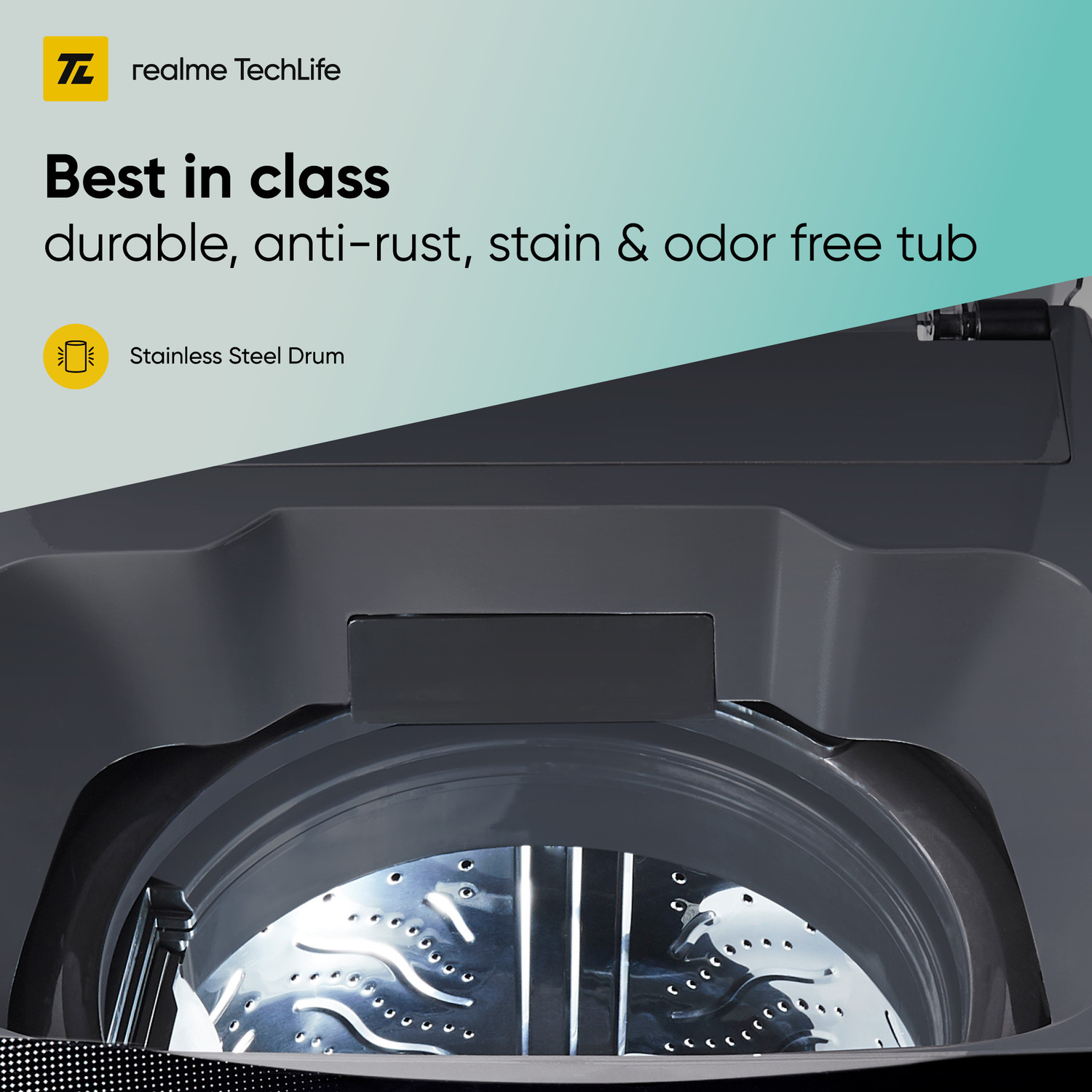 Image of realme TechLife 6.5 kg 5 Star rating Fully Automatic Top Load Washing Machine Grey