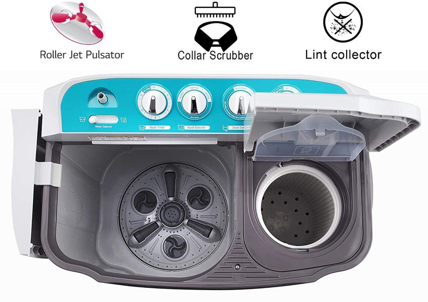 Image of LG 6 kg with Roller Jet Pulsator Semi Automatic Top Load Washing Machine Grey (P6001RGZ)