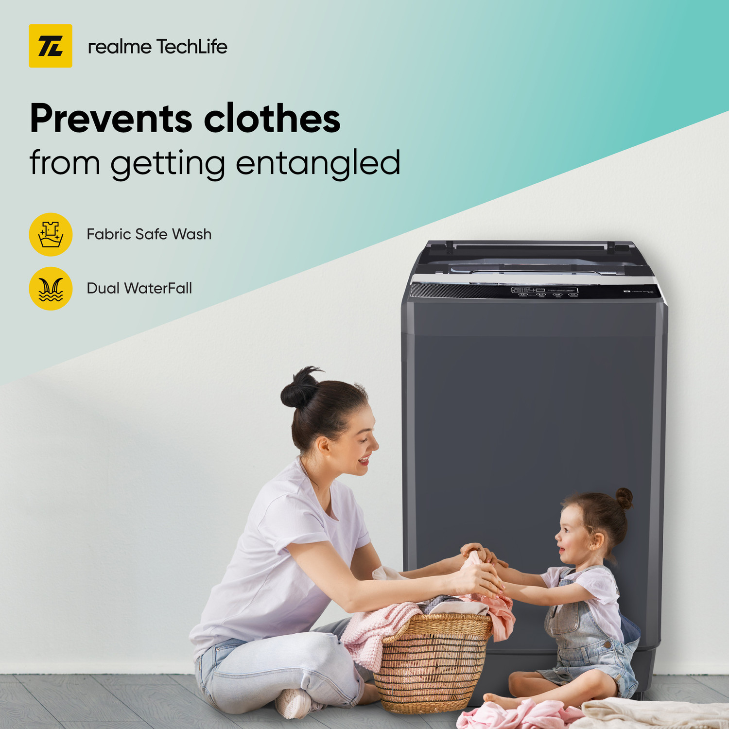 Image of realme TechLife 6.5 kg 5 Star rating Fully Automatic Top Load Washing Machine Grey