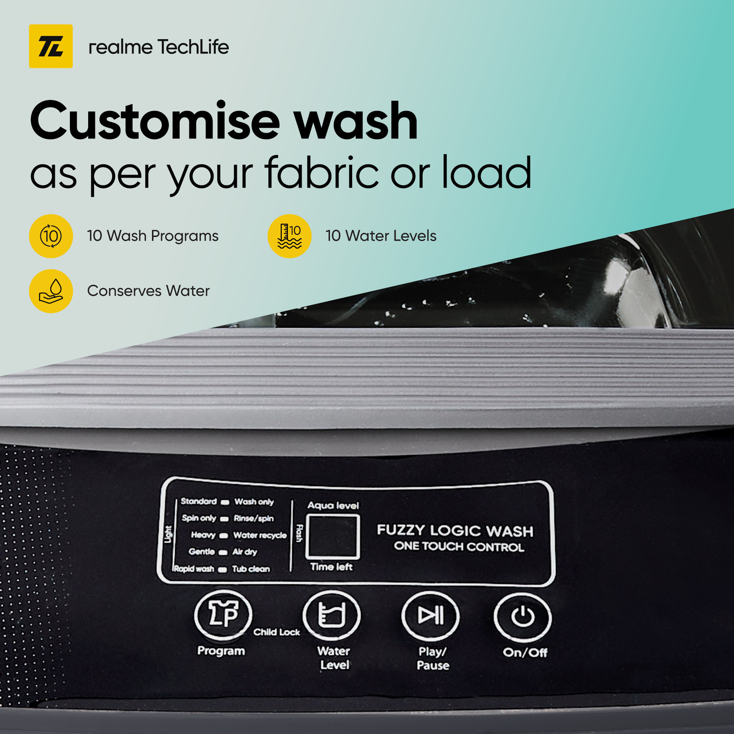 Image of realme TechLife 6.5 kg 5 Star rating Fully Automatic Top Load Washing Machine Grey