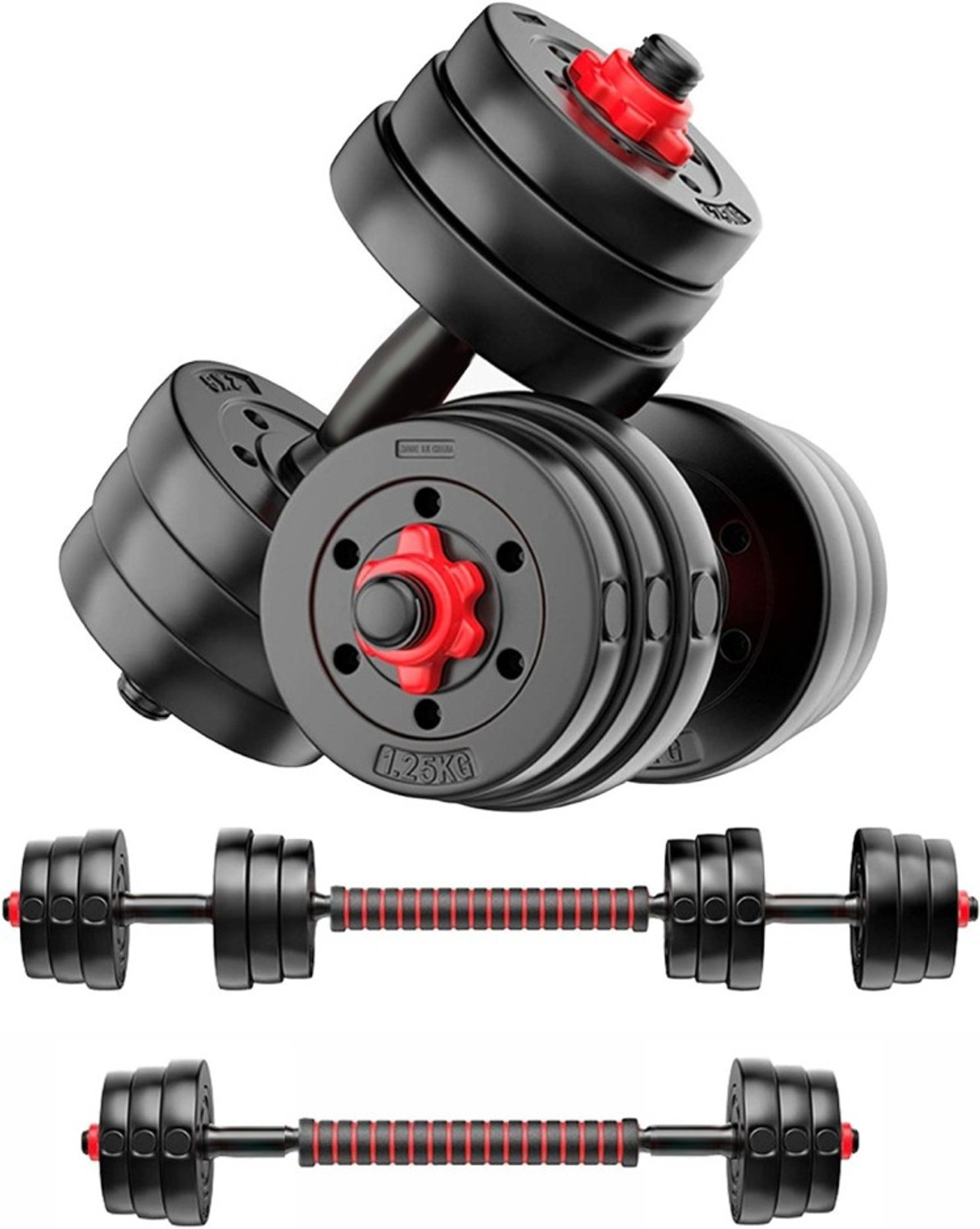 Image of Adrenex 26 Kg PVC Weight Plates with One Pair Rod Adjustable Dumbbell (26 kg)