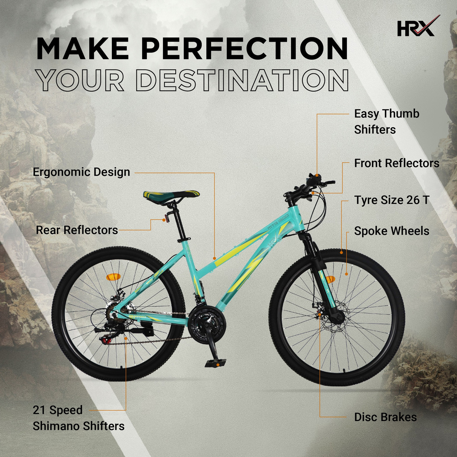 HRX XTRM MTB 1500 26 T Mountain Cycle 21 Gear Multicolor Only Front Suspension Price History
