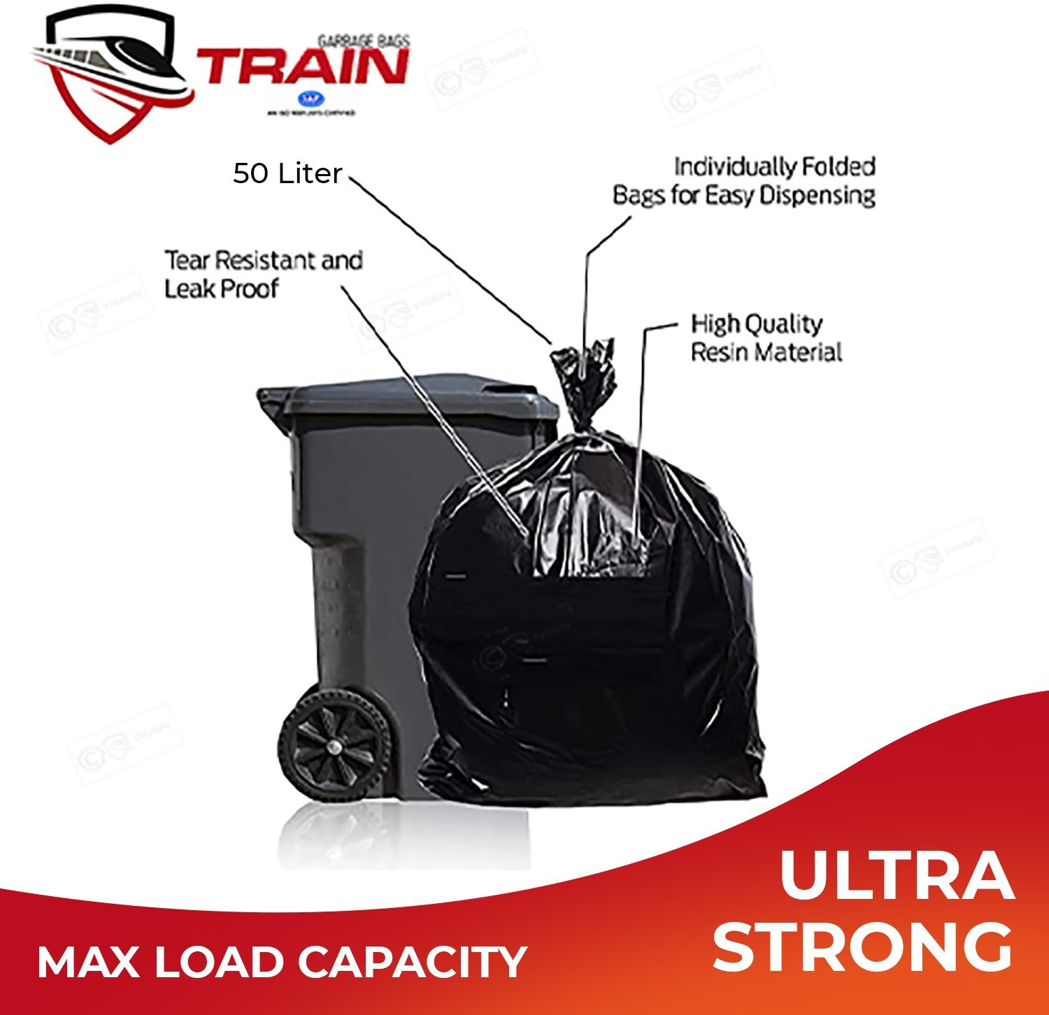 Image of Train Garbage Bags Large Size For Home Biodegradable Dustbin Plastic Bag Large Garbage Bags 25*32 inch 45 Bags Large 75 L Garbage Bag Pack Of 45 (45Bag )