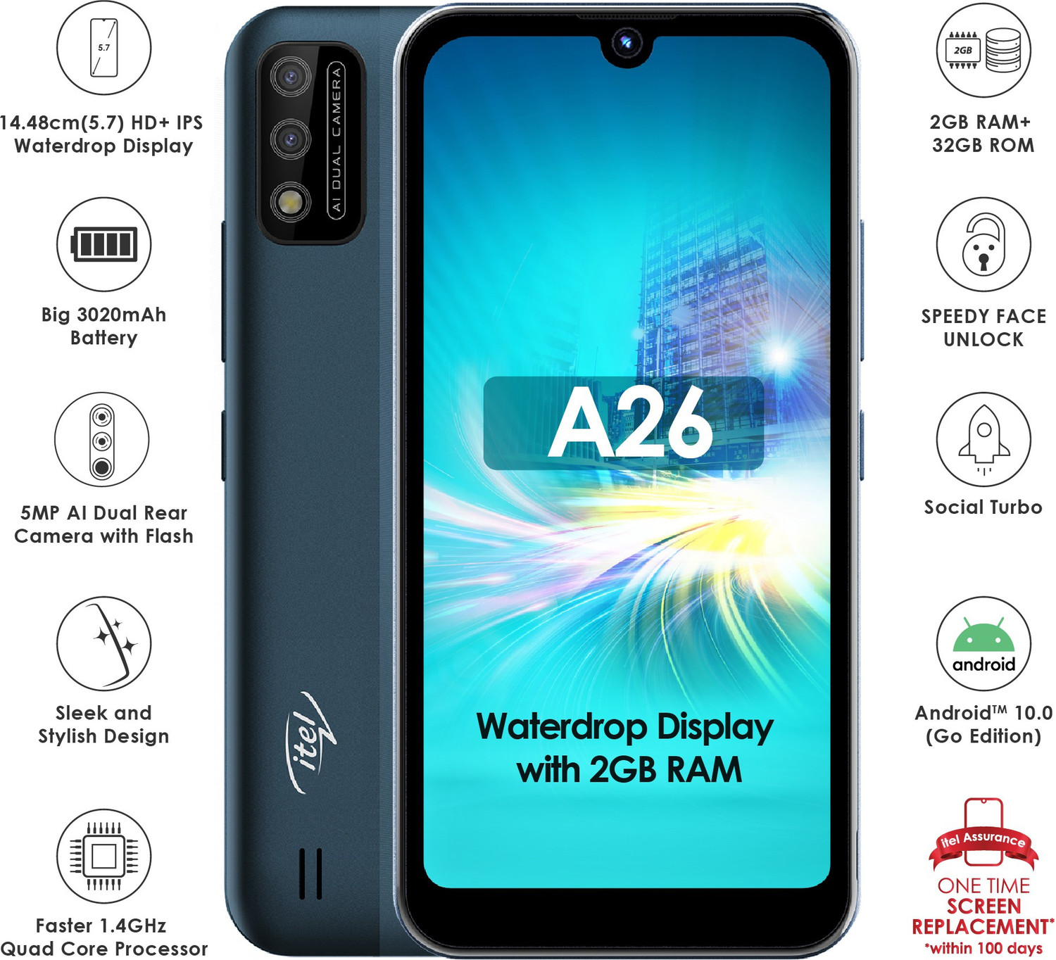 Image of itel A26 (Deep Blue, 32 GB)