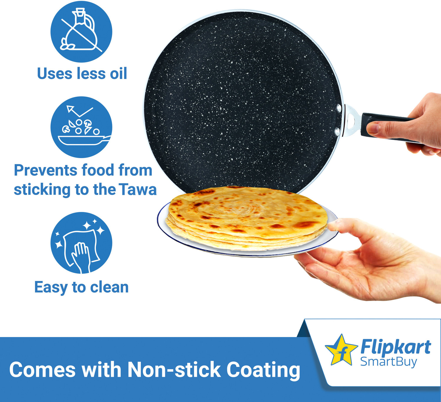 Image of Flipkart SmartBuy Induction Bottom Splatter Finish Tawa 28 cm diameter