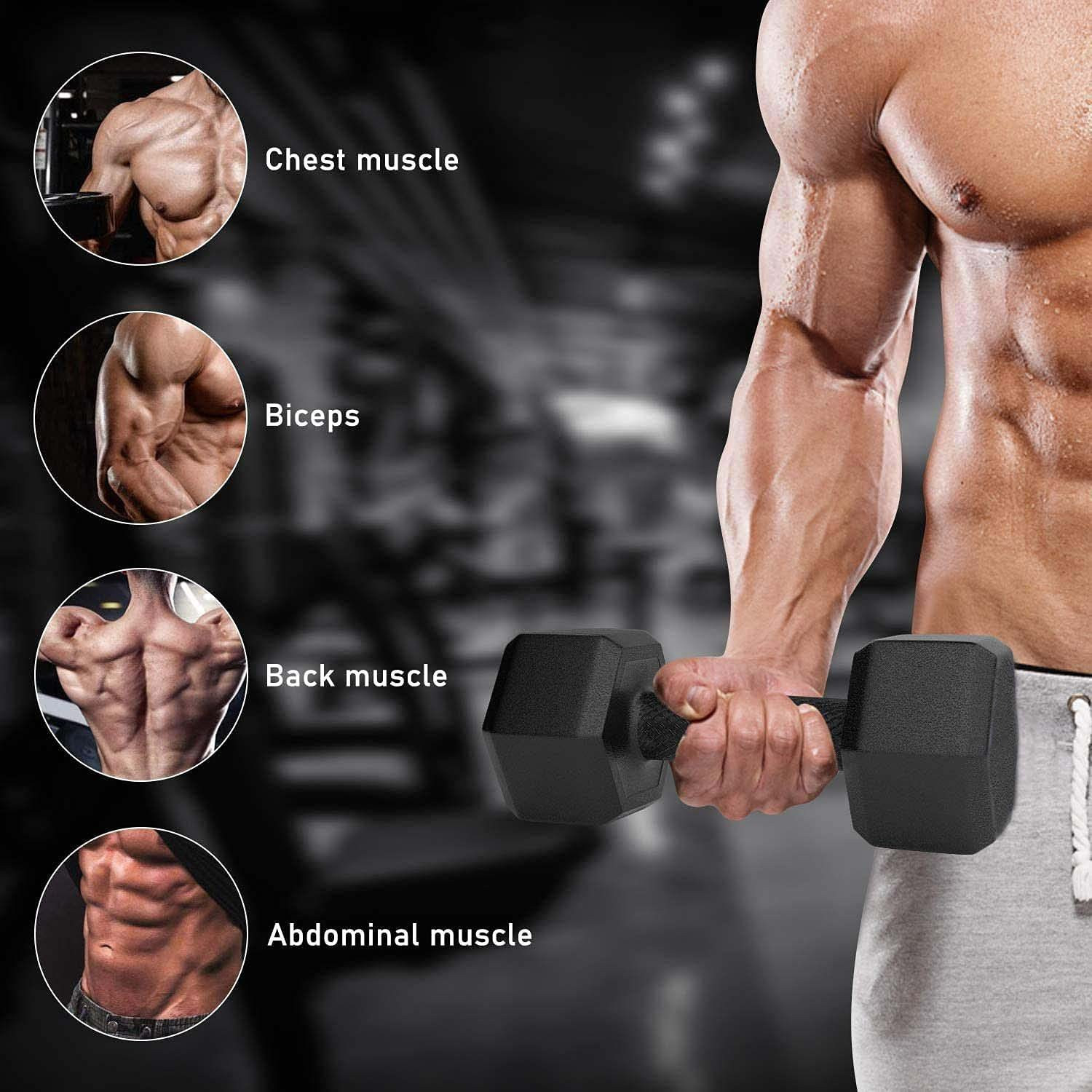 Image of Aurion Hexa PVC Dumbbells Set of 2 (5kg x2) for home gym and fitness workout exercise Fixed Weight Dumbbell