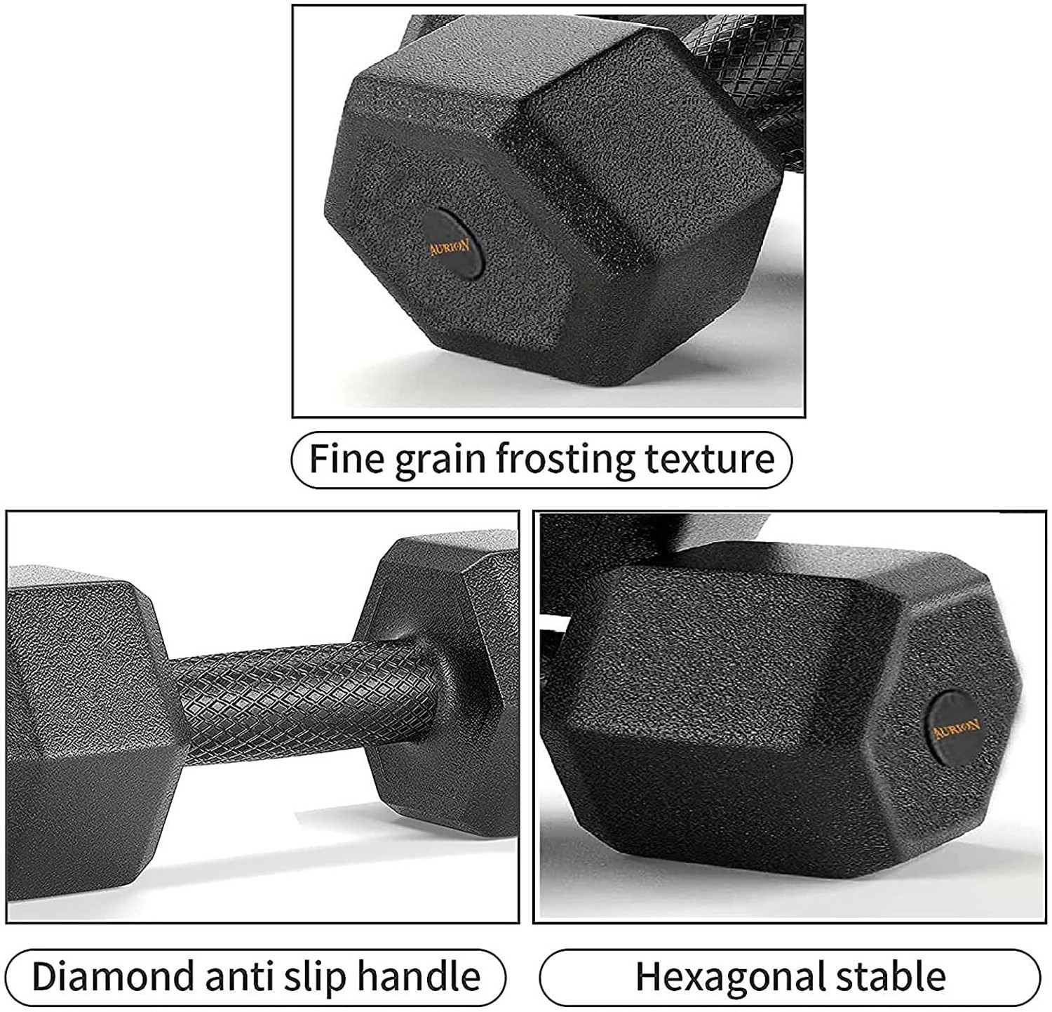 Image of Aurion Hexa PVC Dumbbells Set of 2 (5kg x2) for home gym and fitness workout exercise Fixed Weight Dumbbell