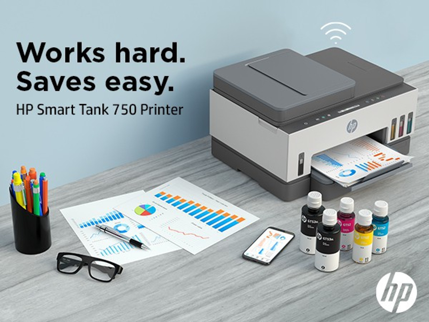 Image of HP Smart Tank 750 All-in-One Duplex Wifi High Capacity Inktank Multi-function WiFi Color Inkjet Printer (Borderless Printing) for Print /Copy /Scan with ADF (Up to 12000 Black, 8000 Colour pages of ink in box)