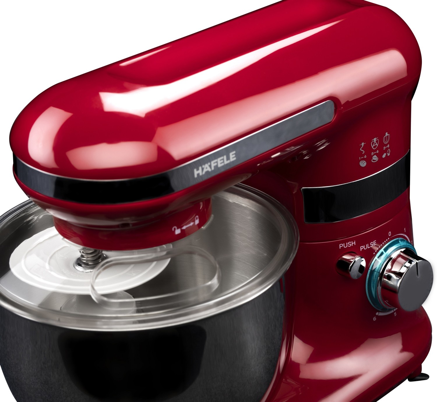 Hafele Glamline Pro, 800W Power Mixer with Mixing Attachments, Red Glamline Series 800 Mixer