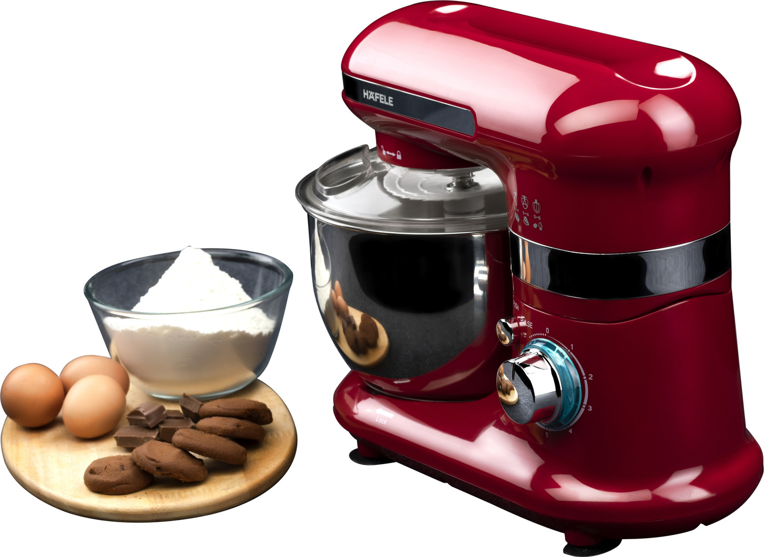 Hafele Glamline Pro, 800W Power Mixer with Mixing Attachments, Red Glamline Series 800 Mixer