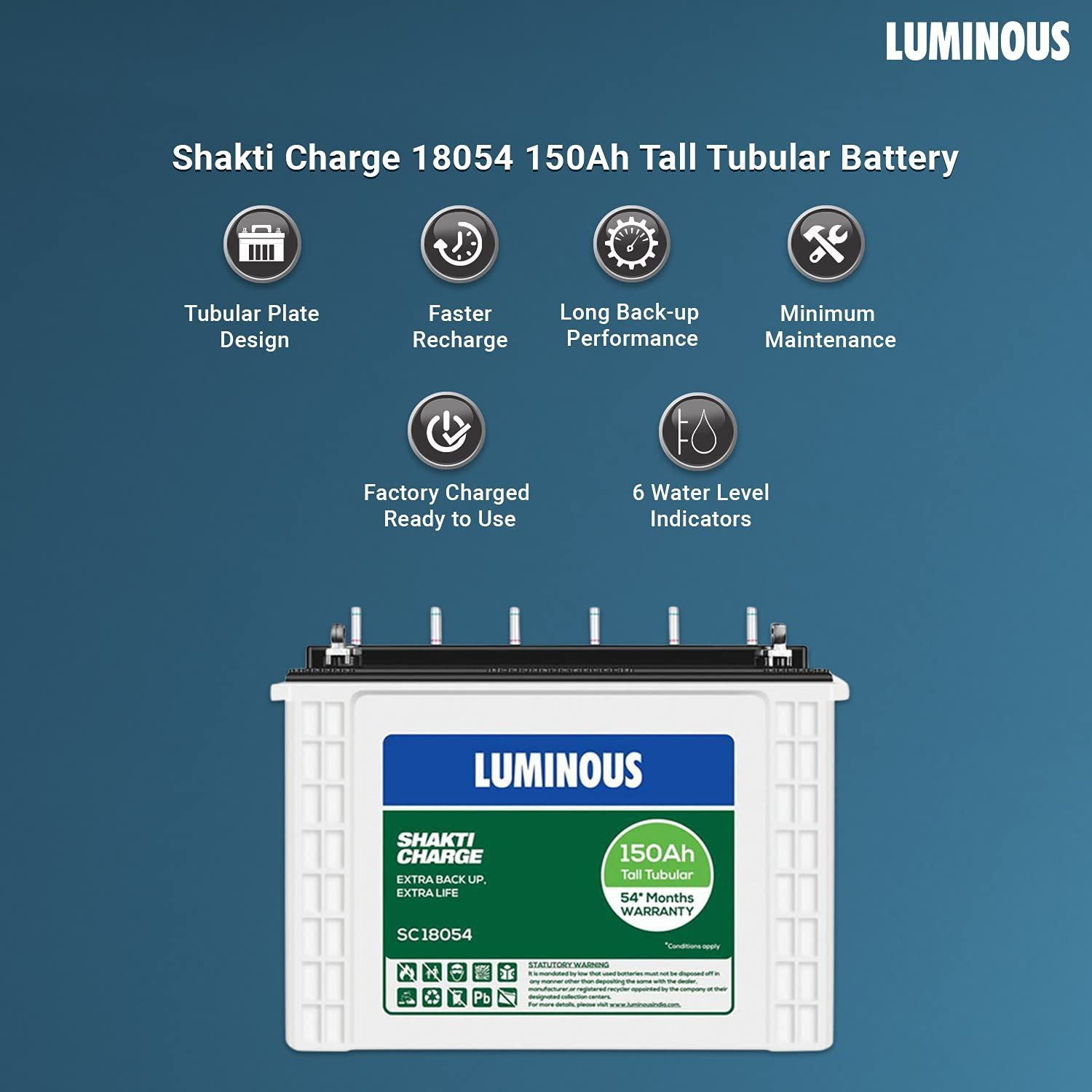 Image of LUMINOUS 60 Months Warranty Tubular Inverter Battery