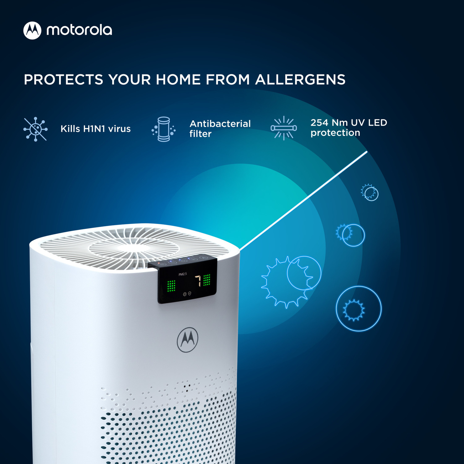 Image of MOTOROLA AP 450 with HEPA Filter, Smart App Connectvity Portable Room Air Purifier