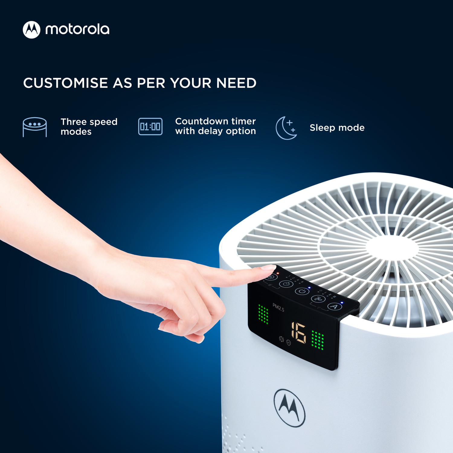 Image of MOTOROLA AP 450 with HEPA Filter, Smart App Connectvity Portable Room Air Purifier