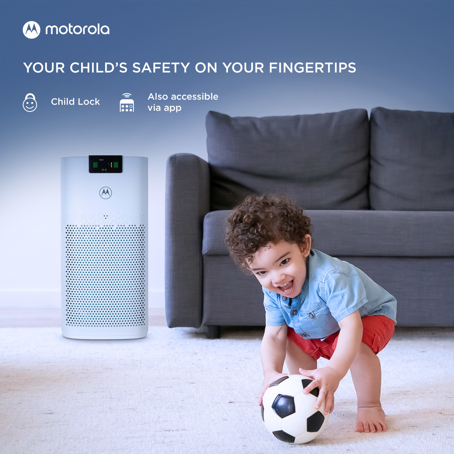 Image of MOTOROLA AP 450 with HEPA Filter, Smart App Connectvity Portable Room Air Purifier