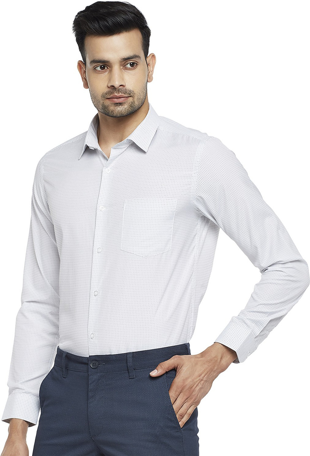 Image of Byford by Pantaloons Men Printed Formal White Shirt