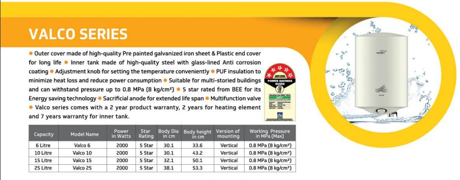 Image of V-Guard VALCO SERIES 25 Ltr 25 L Storage Water Geyser