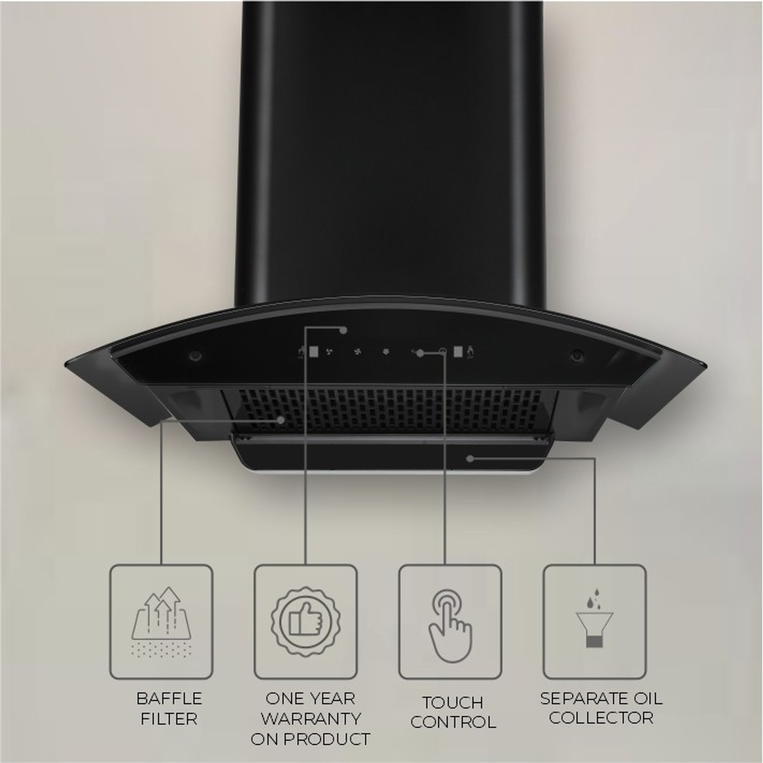 Image of Kutchina Flora Dlx 60 Auto Clean Wall Mounted NA 1200 CMH Chimney