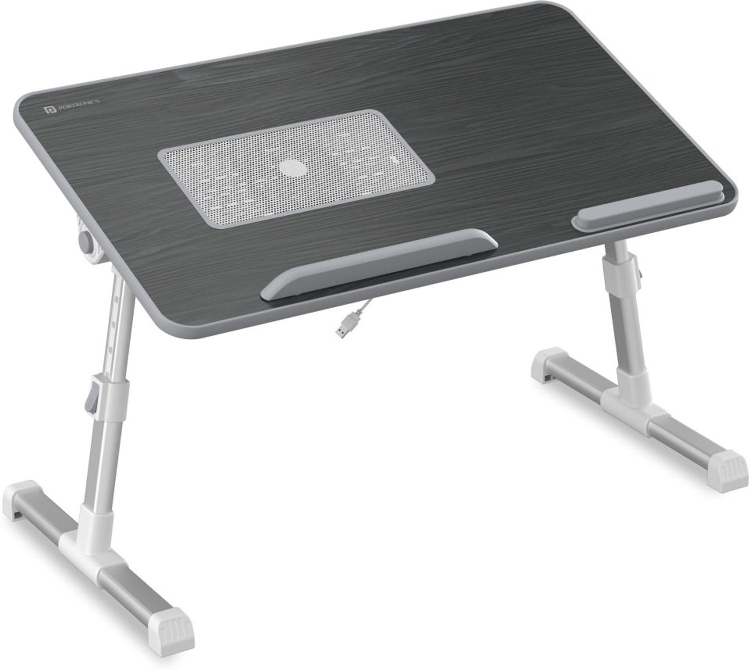 Portronics My buddy Plus Adjustable with Cooling Fan Wood Portable Laptop Table  (Finish Color - Black, DIY(Do-It-Yourself))