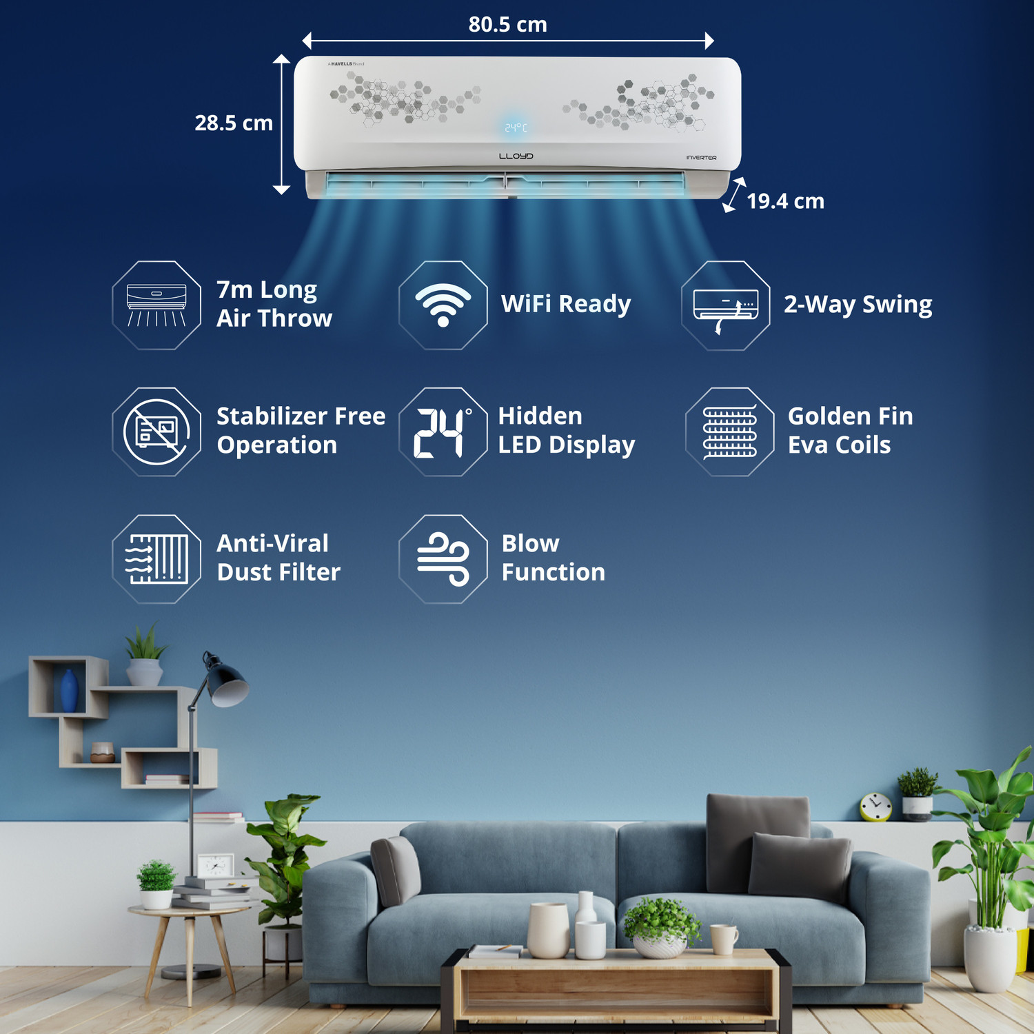 Image of Lloyd 2021 Model 1.25 Ton 3 Star Split Inverter AC