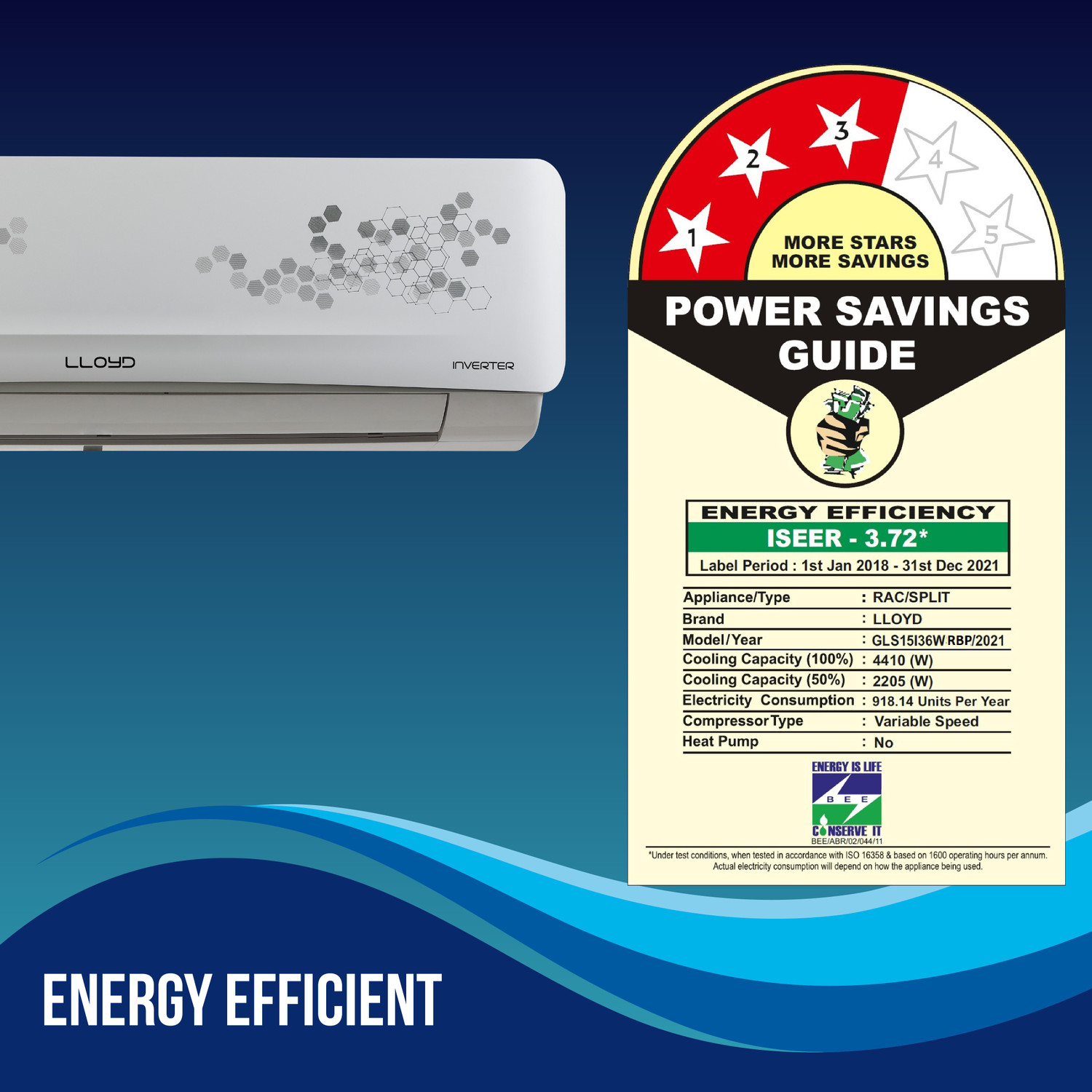 Image of Lloyd 2021 Model 1.25 Ton 3 Star Split Inverter AC