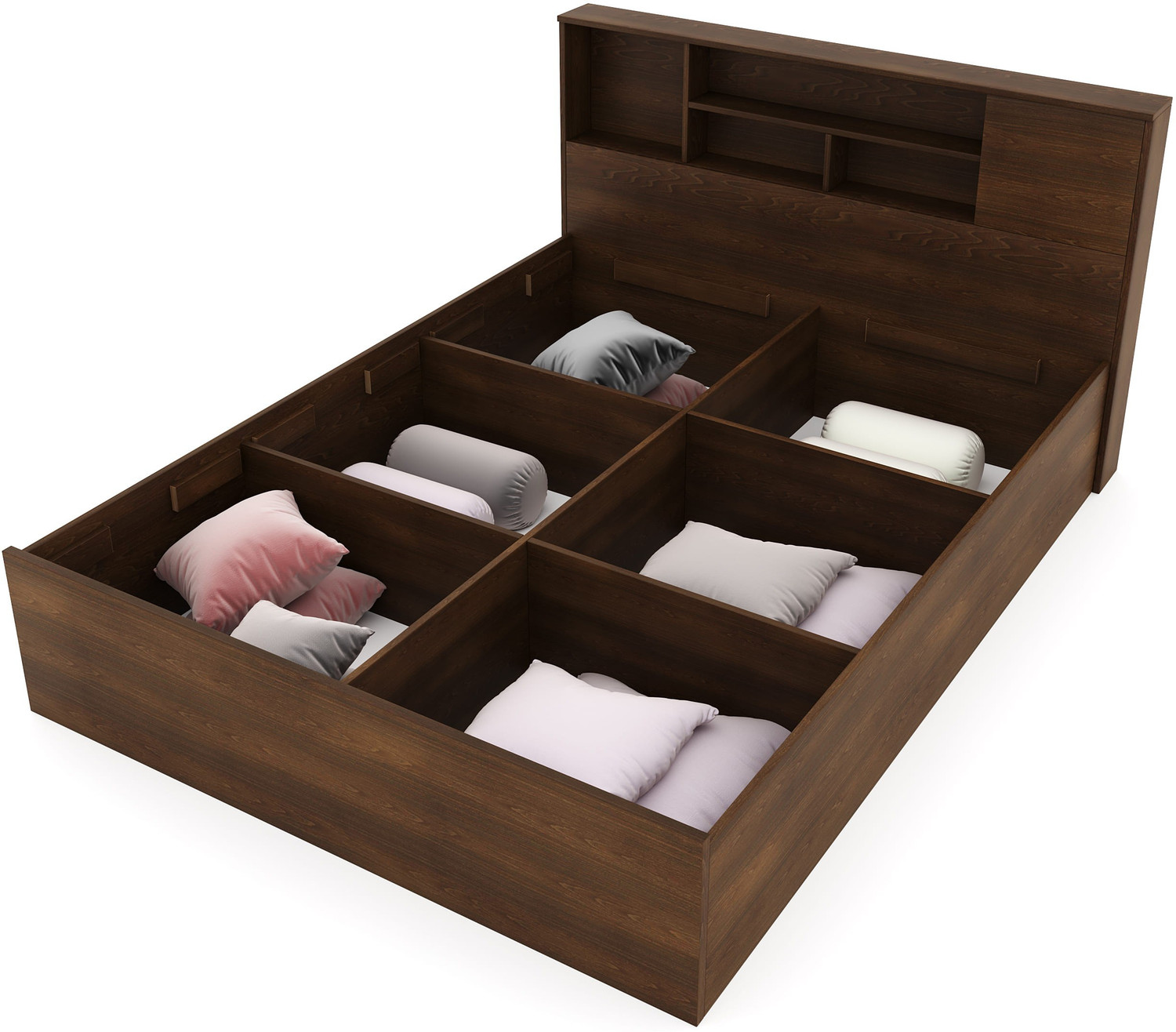 Image of Nilkamal Mozart Headboard Storage Engineered Wood Queen Box Bed, 218.5 cm x 161.8 cm (7.17 ft x 5.31 ft)