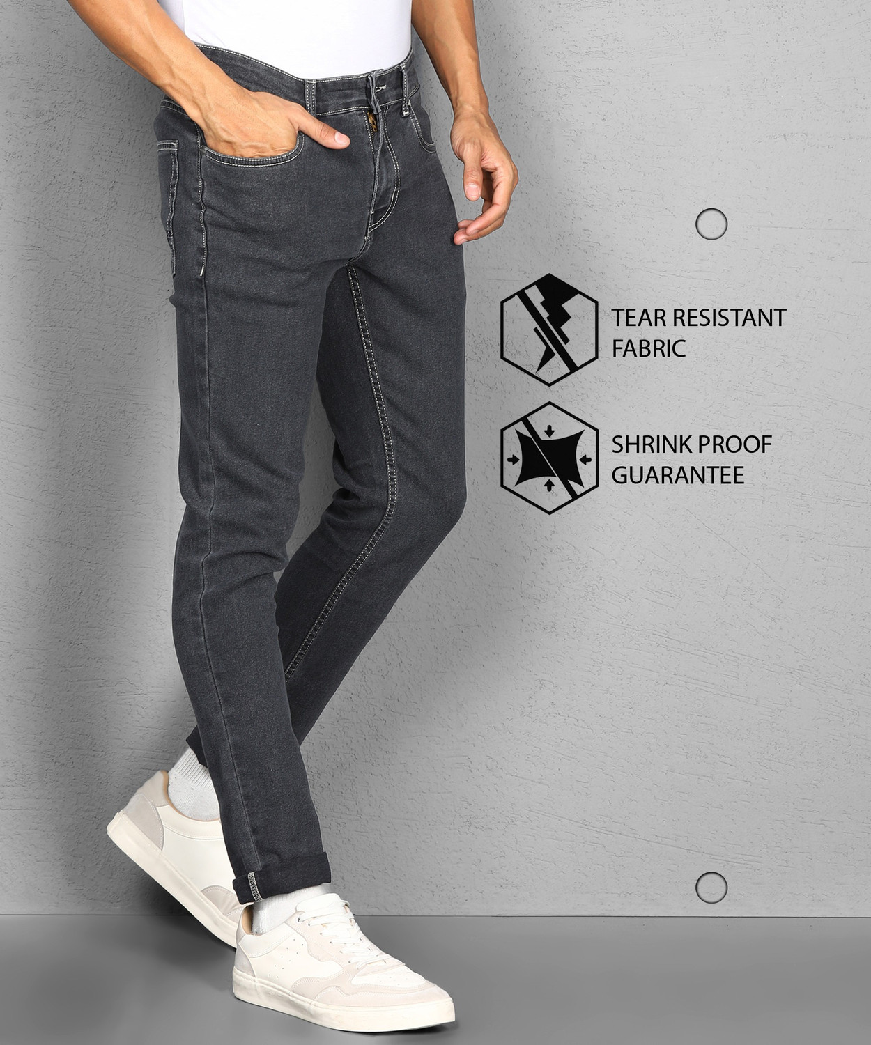Image of METRONAUT by Flipkart Slim Men Grey Jeans