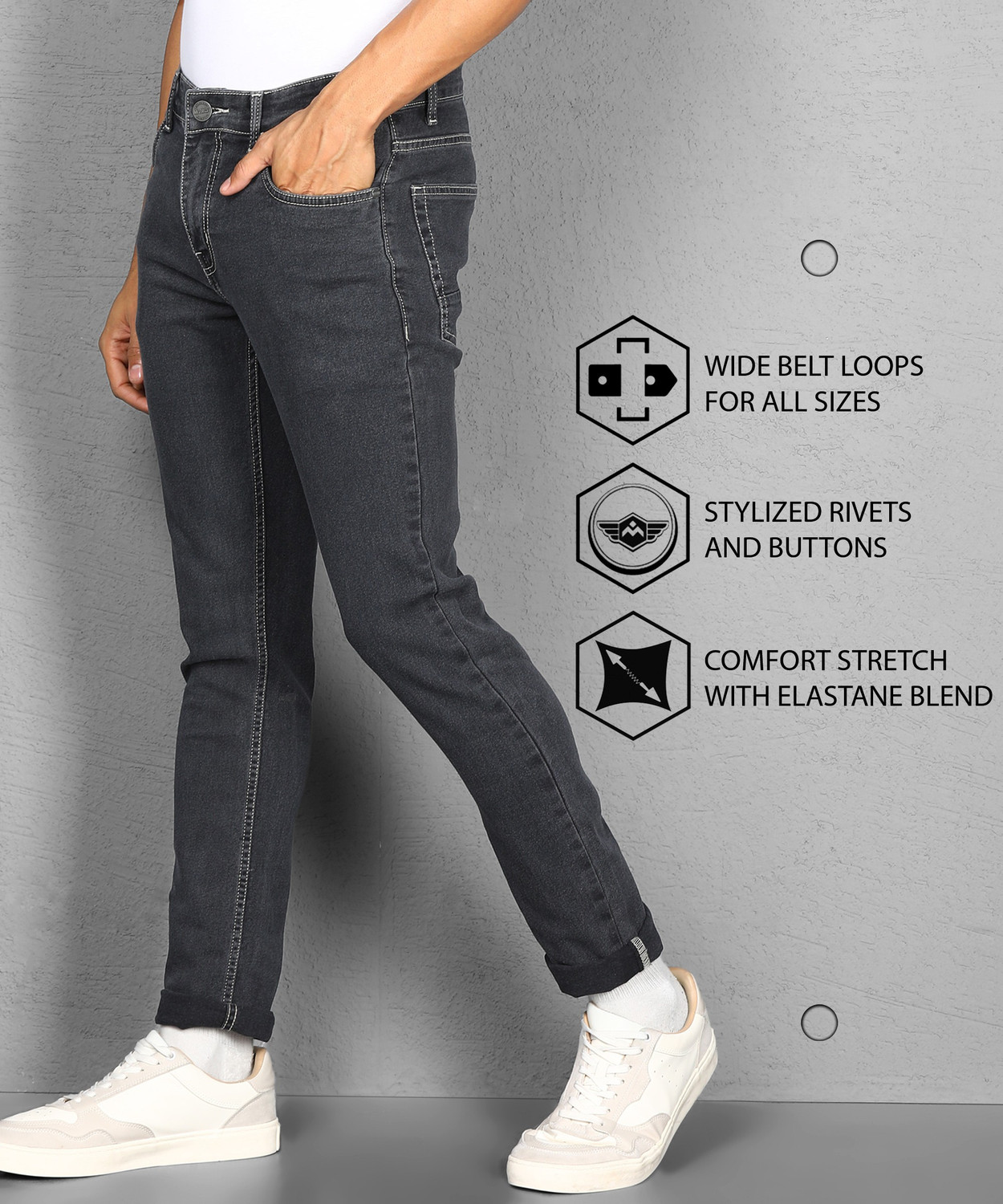 Image of METRONAUT by Flipkart Slim Men Grey Jeans