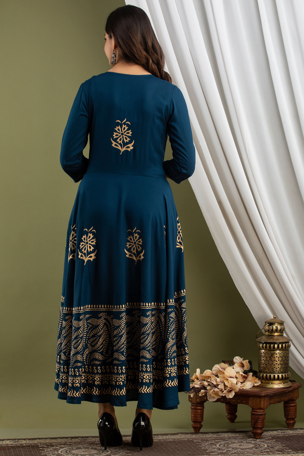 Image of Lee Moda Women Printed Flared Kurta