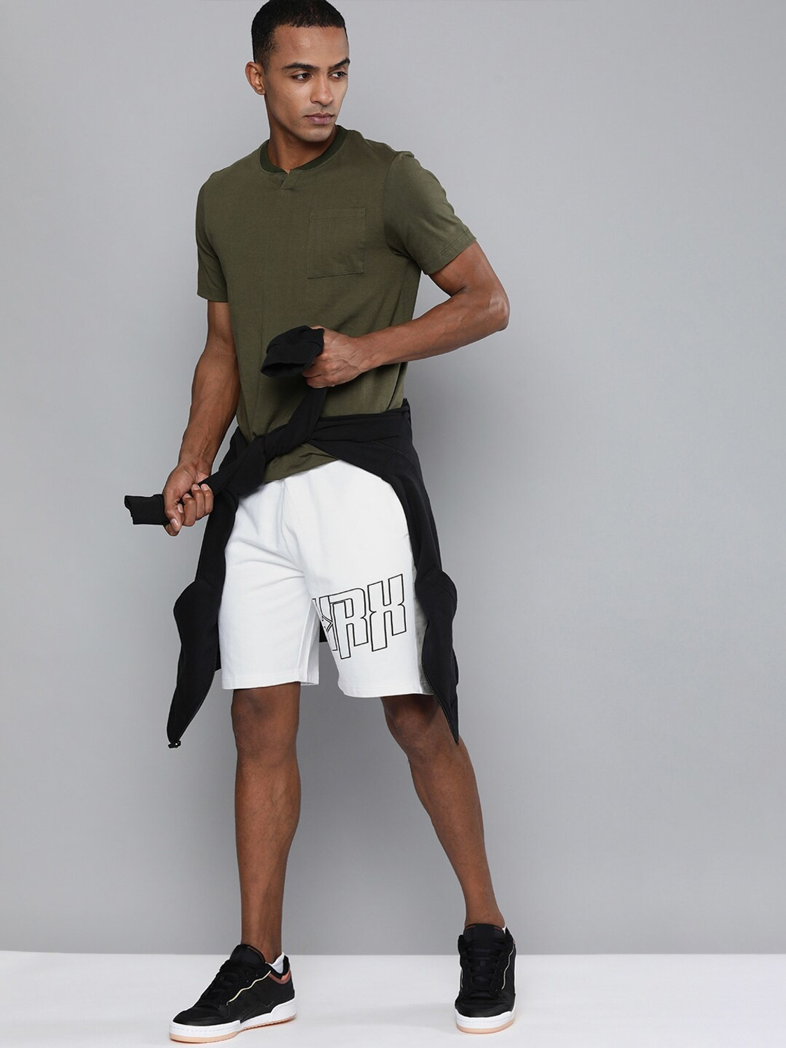 Image of HRX by Hrithik Roshan Printed Men White Sports Shorts