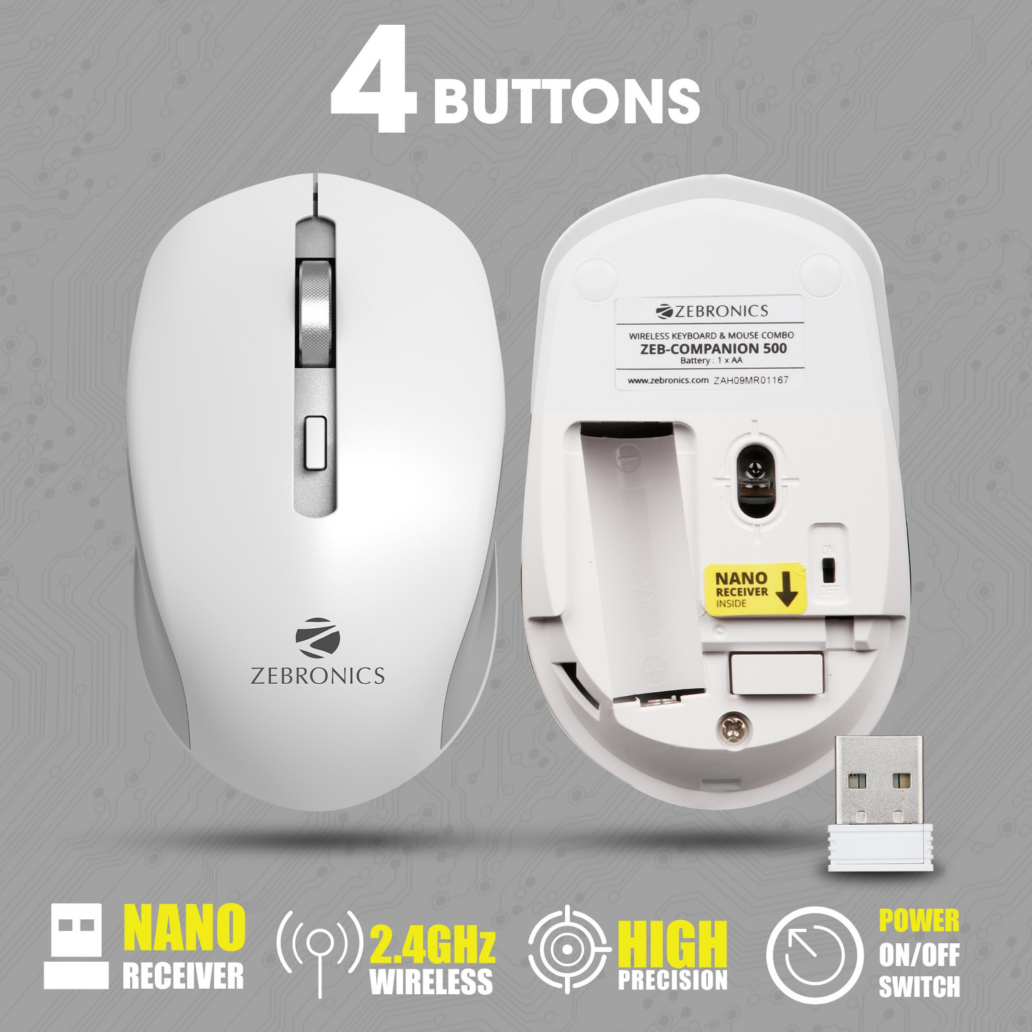 Image of ZEBRONICS Zeb-Companion 500 and Mouse Combo Wireless Standard Desktop Keyboard Compatible with Desktop, Laptop, Mac Zeb - Companion 500