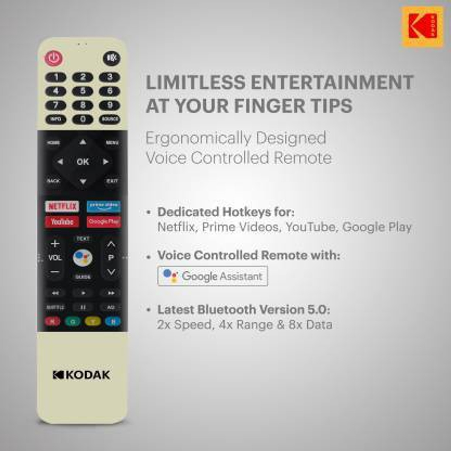 Image of KODAK CA Series 108 cm (43 inch) Ultra HD (4K) LED Smart Android TV with Dolby Digital Plus & DTS TruSurround (43CA2022)