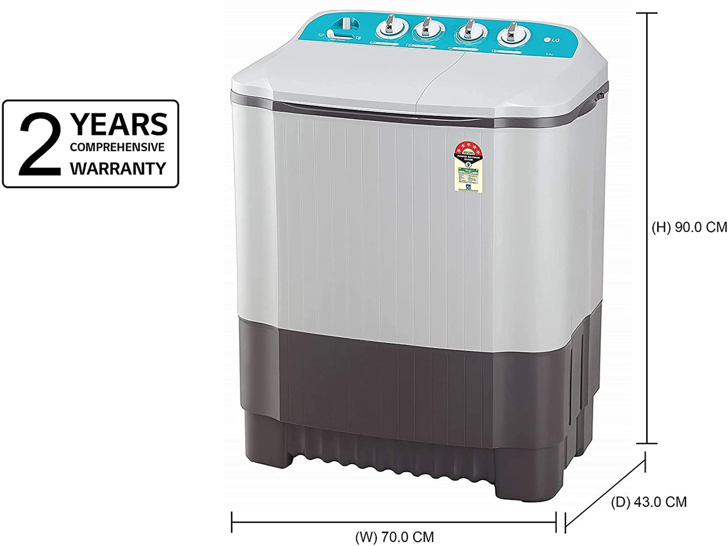 Image of LG 6 kg Semi Automatic Top Load Washing Machine Grey, White