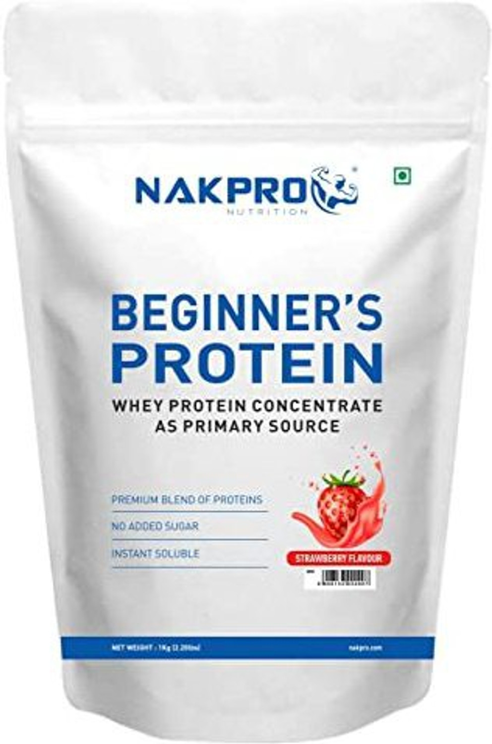 Image of Nakpro BEGINNER'S Concentrate | 13.2g Protein, 2.9g BCAA | Instant Soluble (60 Servings) Whey Protein