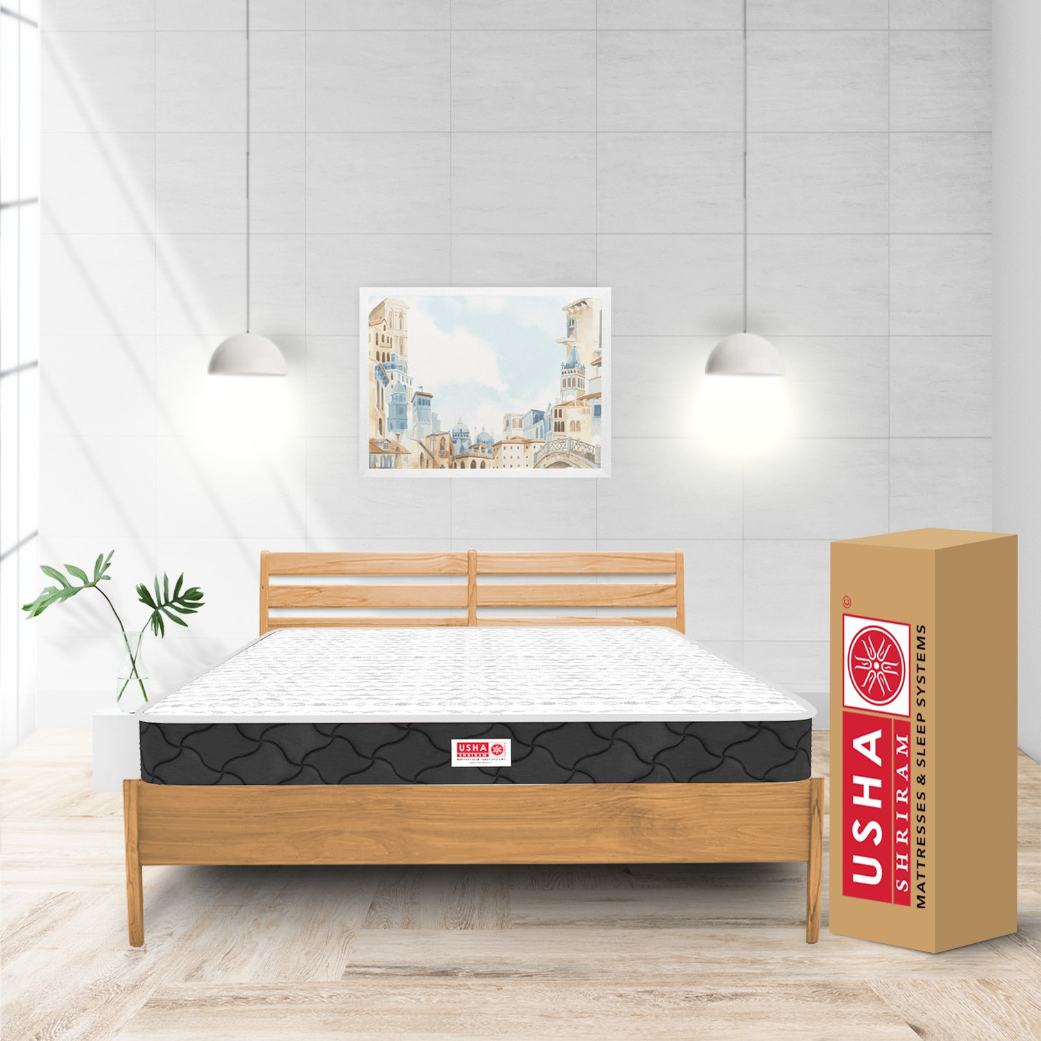 Image of Usha Shriram Rizewell Bamboo Fabric 8 inch Queen Pocket Spring Mattress