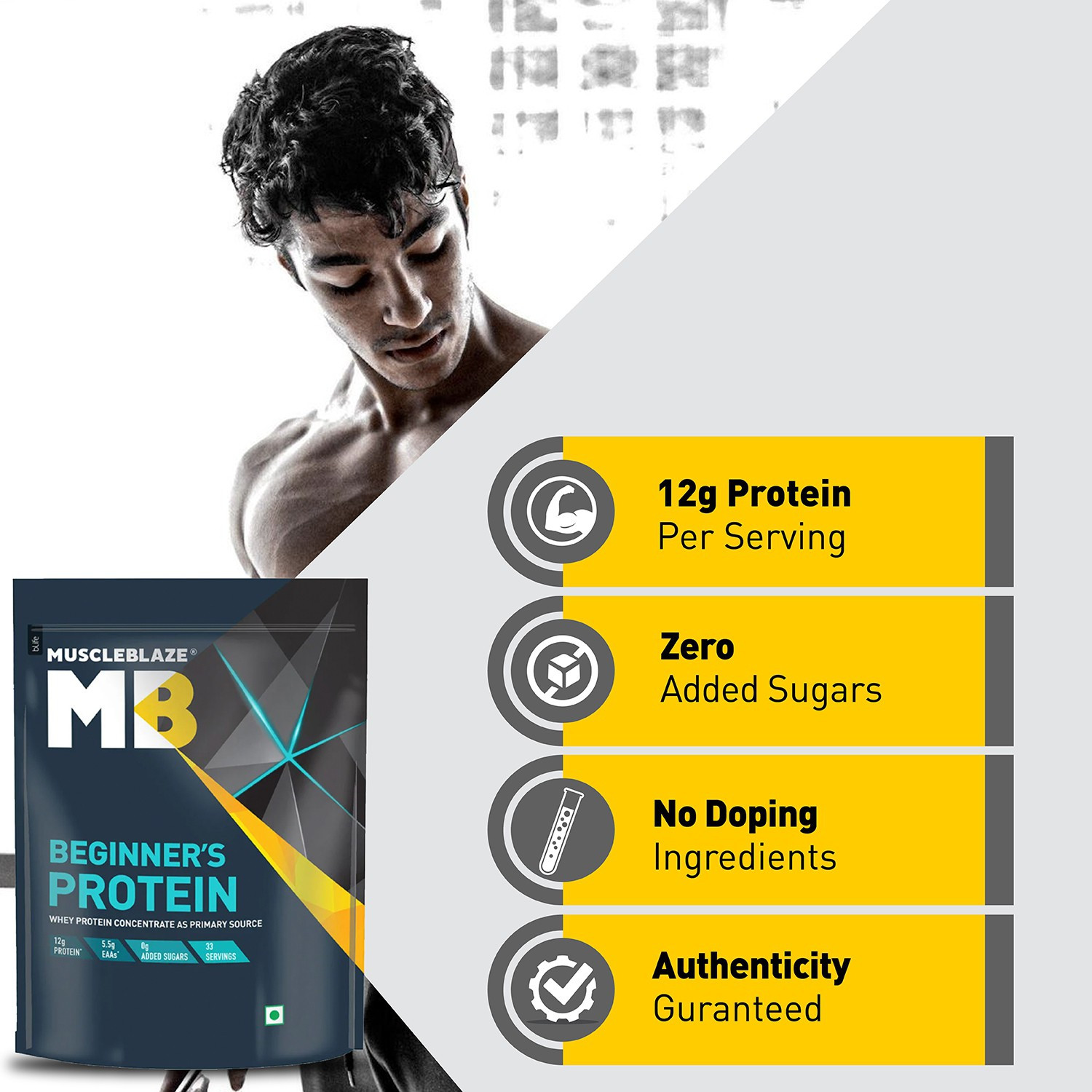 Image of MUSCLEBLAZE Beginner's Whey Protein, No Added Sugar Whey Protein
