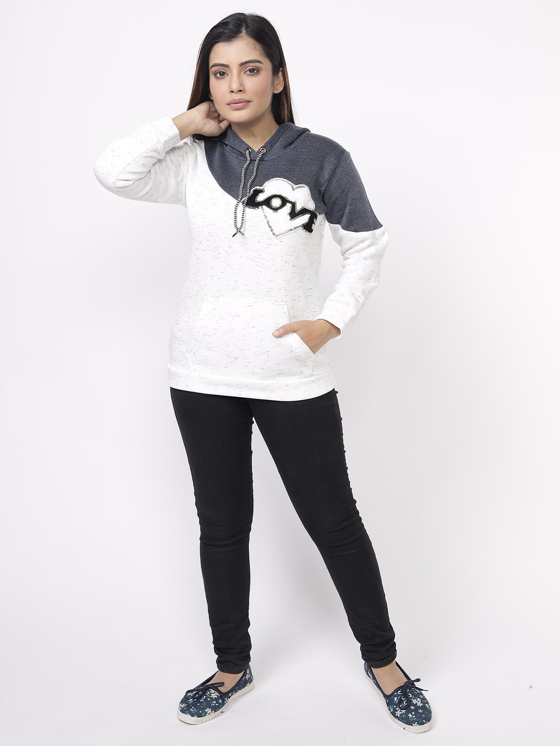 Image of Linotex Full Sleeve Self Design Women Reversible Sweatshirt