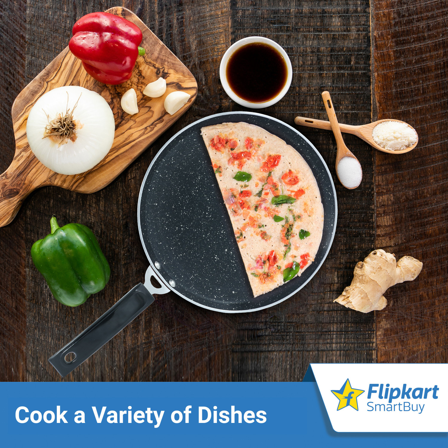 Image of Flipkart SmartBuy Induction Bottom Splatter Finish Tawa 28 cm diameter