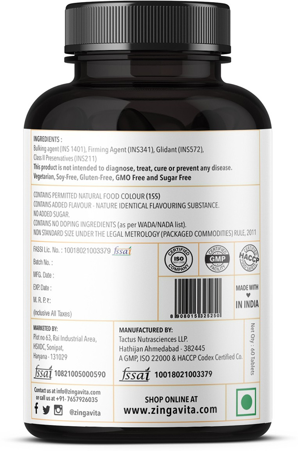 Image of Zingavita Vitamin C Tablets for Men & Women to Boost Immunity and Antioxidants