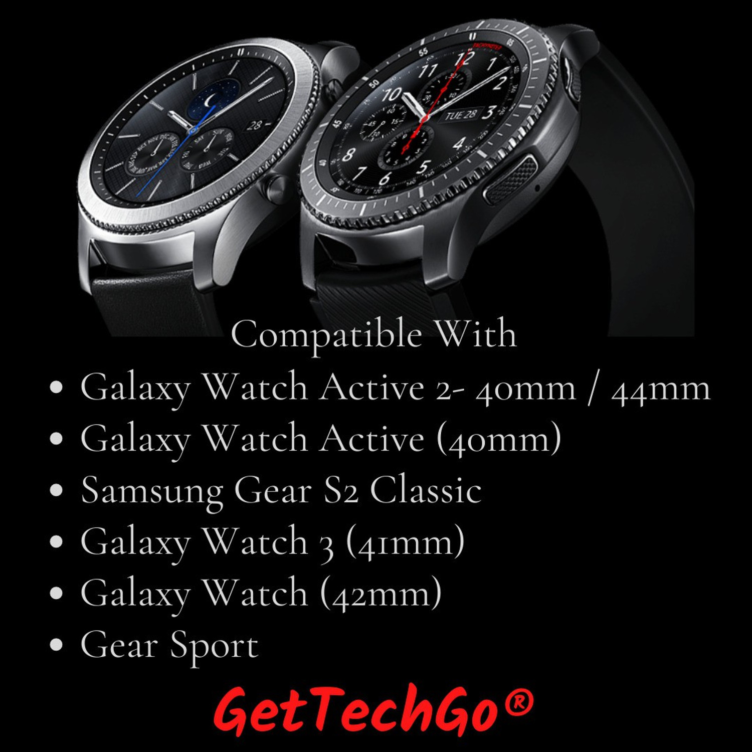Image of gettechgo Soft Liquid Silicone 20 mm Band Compatible with Samsung Galaxy Watch 3 41mm, Samsung Galaxy 42mm, Samsung Galaxy Active 40mm, Active 2 (40-44mm) / AmazeFit BIP /BIP Lite /AmazeFit GTS, Amazefit GTR (42mm) / VivoActive 3 / RealMe Classic, Fashion Watch & Smartwatch with 20mm Lugs Smart Watch Strap