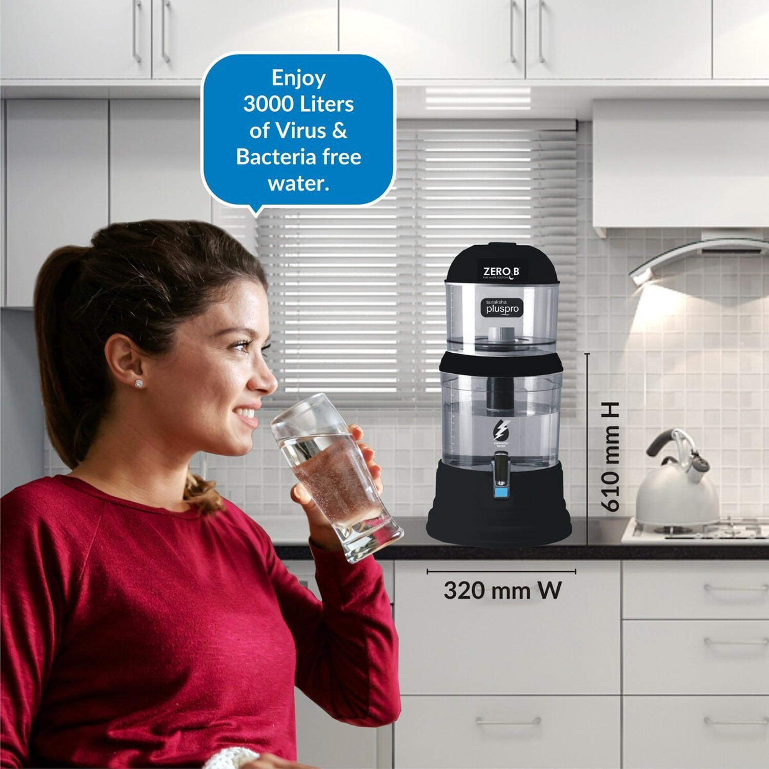 Image of Zero B Suraksha Plus Pro 15 L Gravity Based Water Purifier