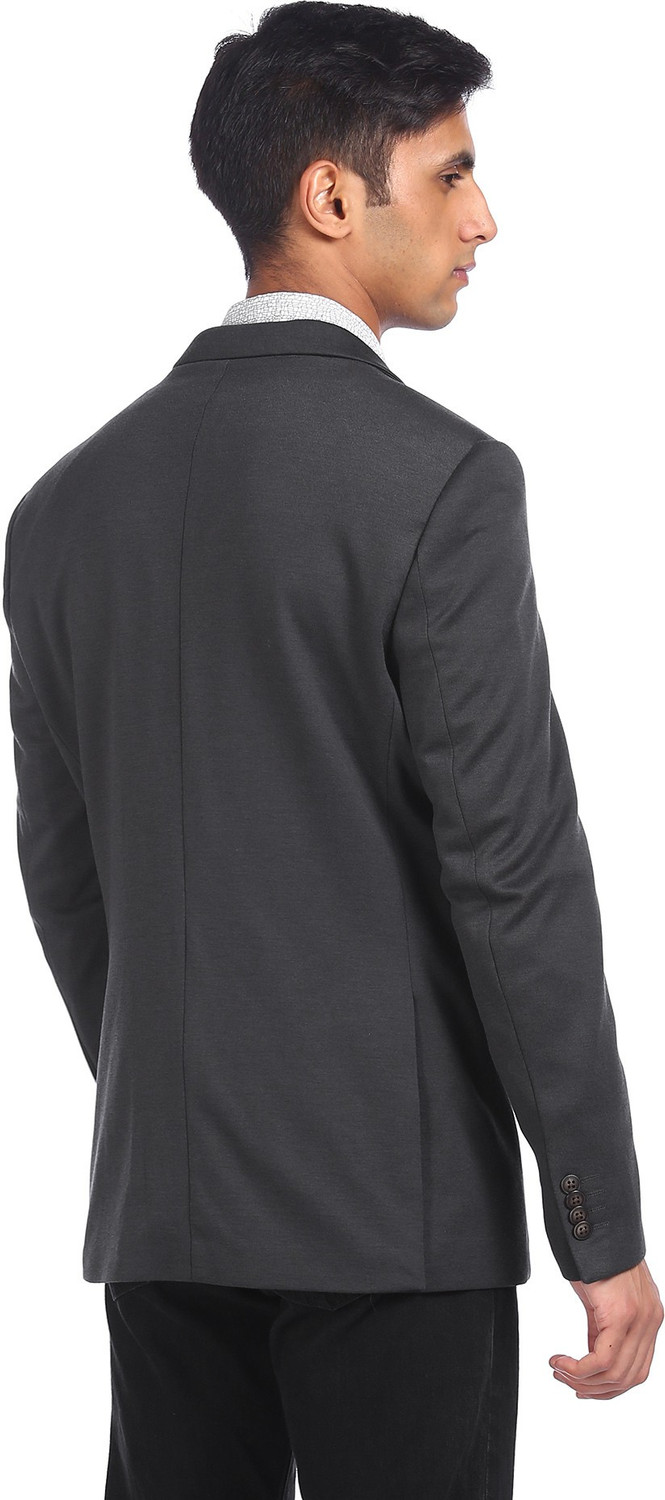 Image of FLYING MACHINE Solid Single Breasted Casual Men Blazer