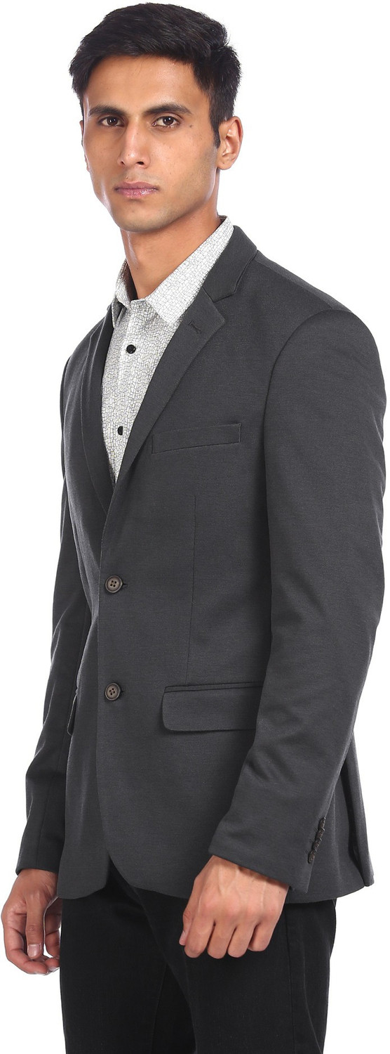 Image of FLYING MACHINE Solid Single Breasted Casual Men Blazer