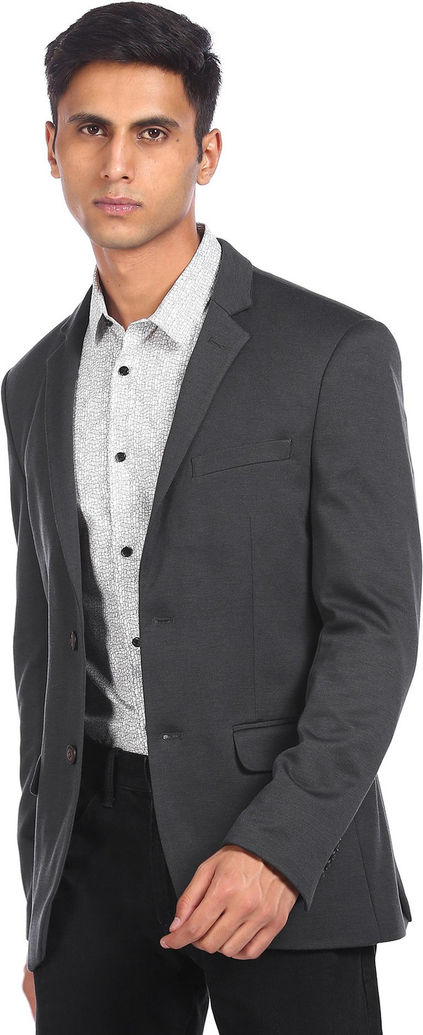 Image of FLYING MACHINE Solid Single Breasted Casual Men Blazer
