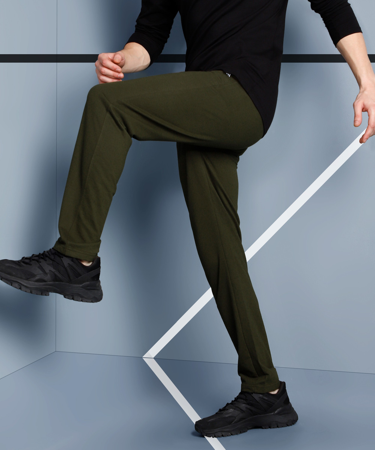 Image of Adrenex Solid Men Dark Green Track Pants