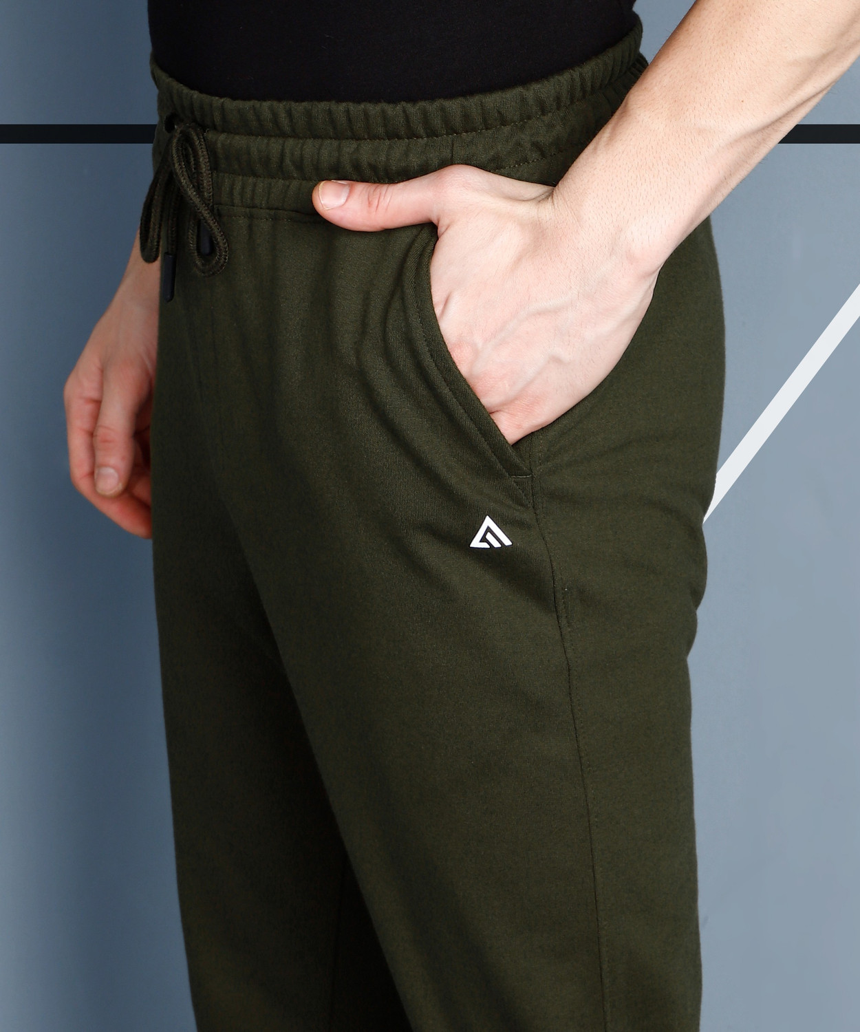 Image of Adrenex Solid Men Dark Green Track Pants