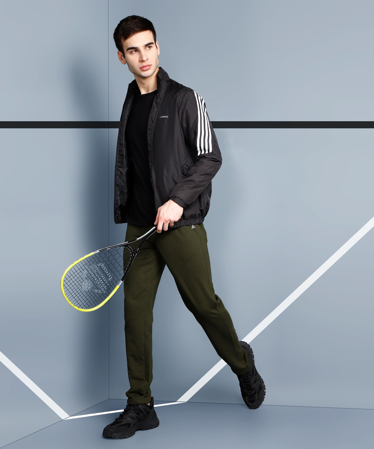 Image of Adrenex Solid Men Dark Green Track Pants