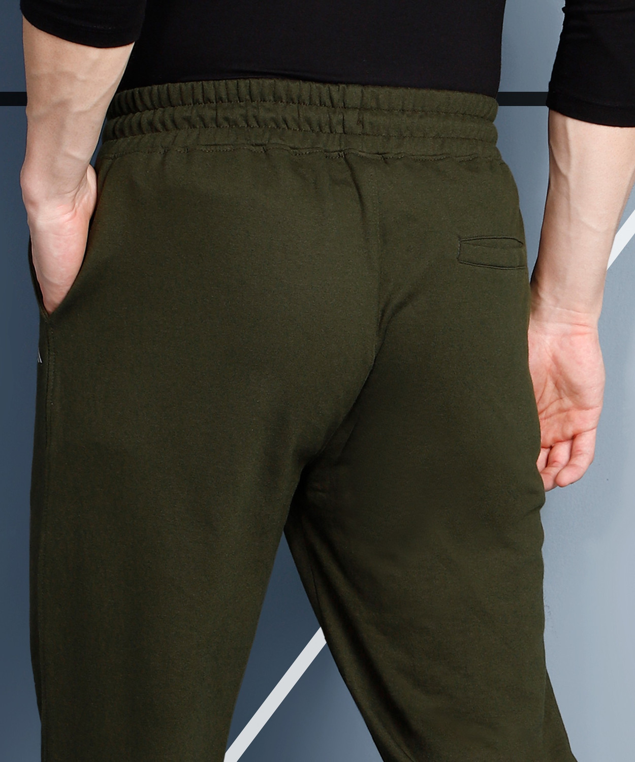 Image of Adrenex Solid Men Dark Green Track Pants