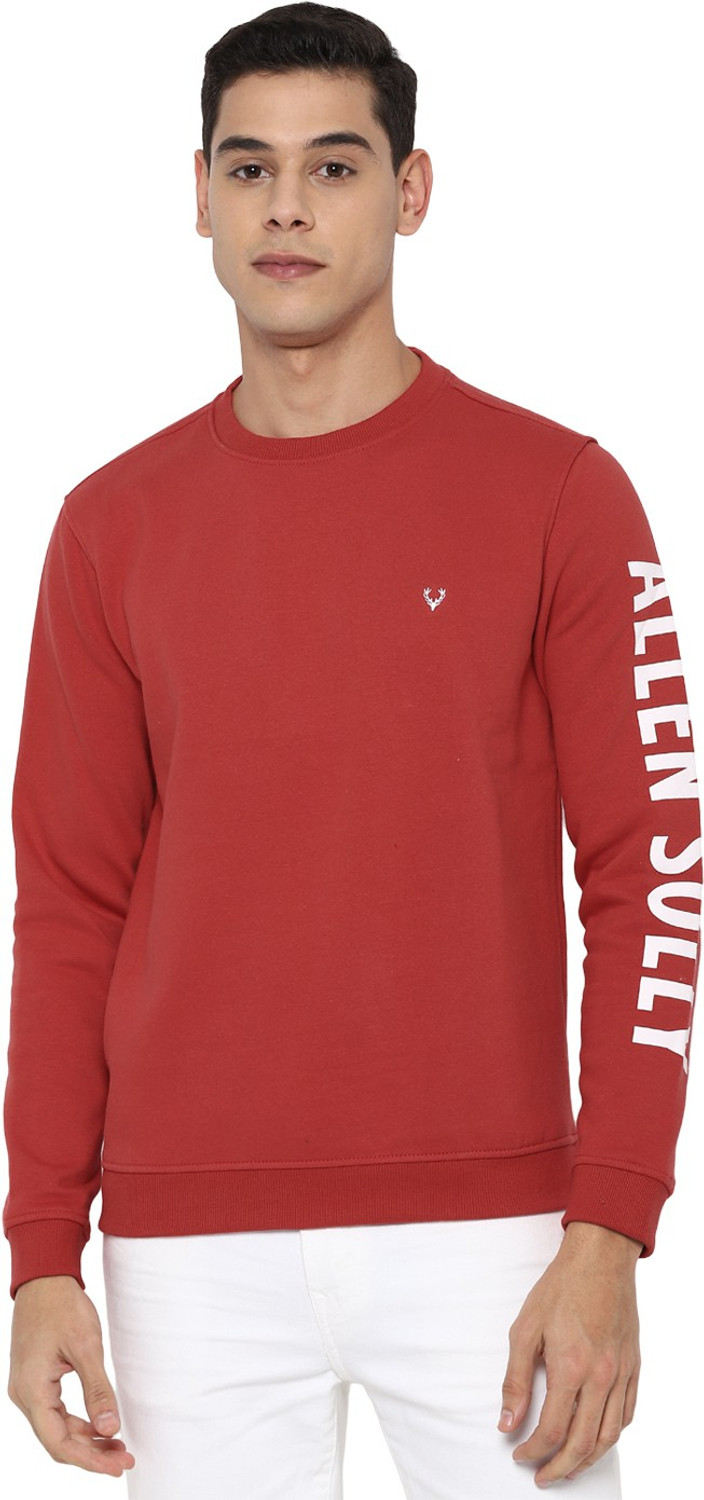 Image of Allen Solly Men Full Sleeve Solid Hooded Sweatshirt